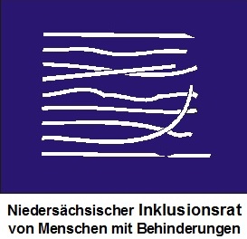 Hier sieht man das Logo des Niedersächsischen Inklusionsrates von Menschen mit Behinderungen: Weiße ungleichmäßige horizontale Striche, die sich kreuzen, vor dunkel-lila Hintergrund. Hier sieht man das Logo des Niedersächsischen Inklusionsrates von Menschen mit Behinderungen: Weiße ungleichmäßige horizontale Striche, die sich kreuzen, vor dunkel-lila Hintergrund.