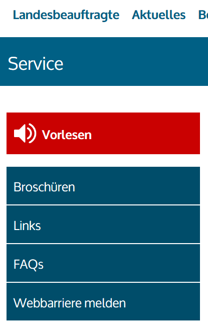 Bildschirmfoto des Menüs "Service" Bildschirmfoto des Menüs "Service"